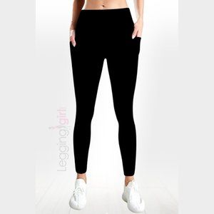 COPY - Solid Black Two Large Pockets - Wide Band Top Quality Women's Fitness Pl…